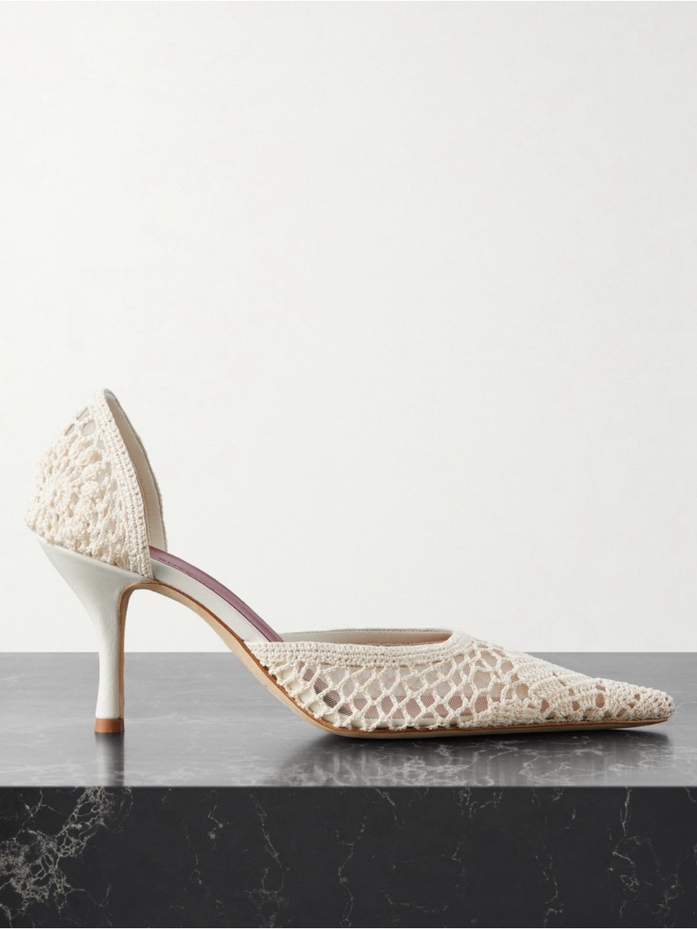 Magda Butrym Cream Crochet D'Orsay Pointed Pump